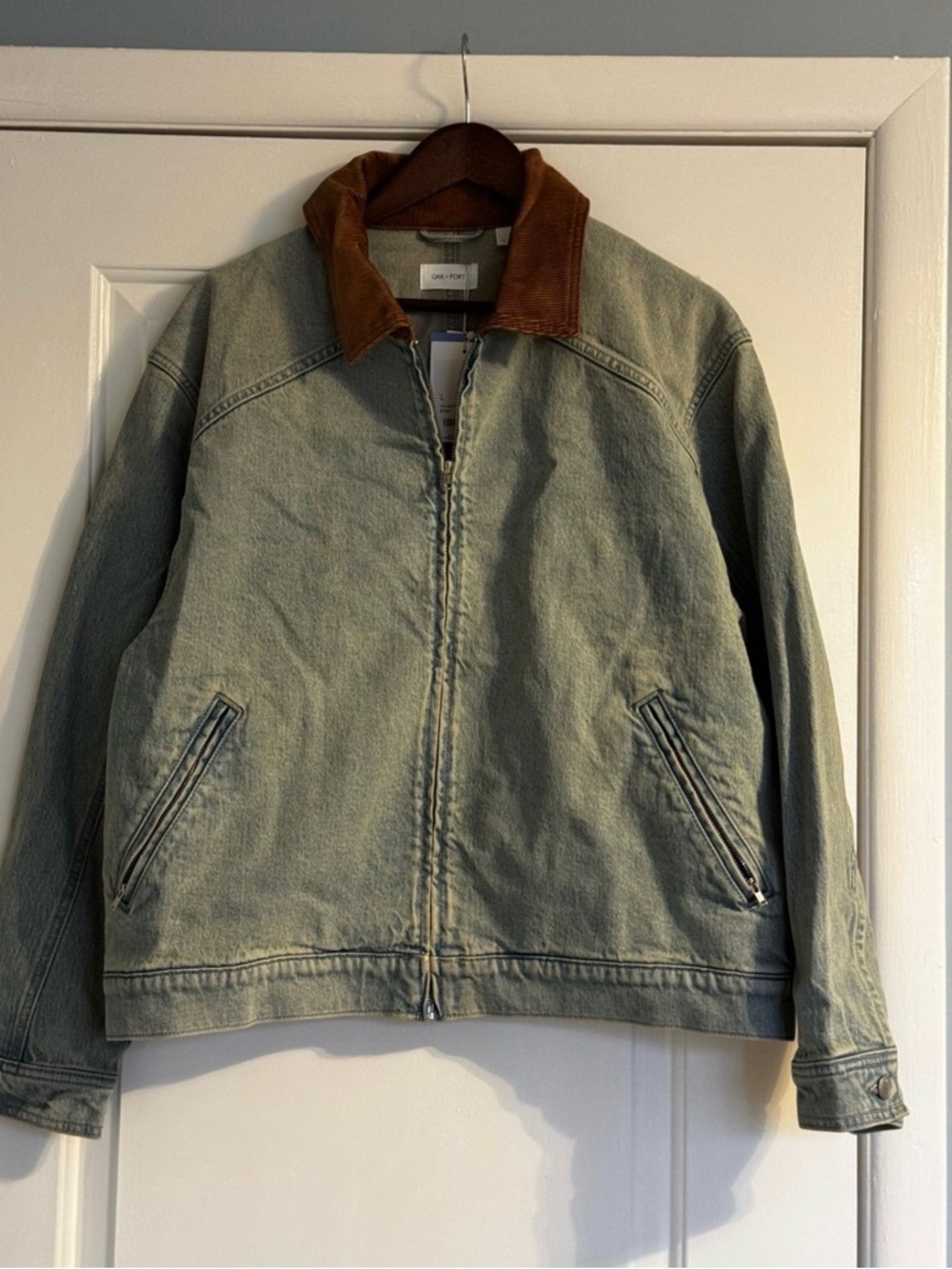 Oak+fort Denim Jacket with Brown Corduroy Collar | NWT